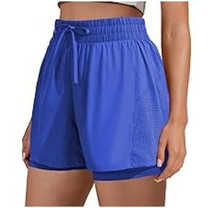 NWT PINSPARK Lined Shorts S Blue Tenniscore Pickleball Athleisure High Waisted